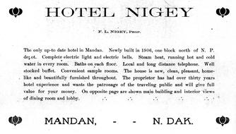 Advertisement in 1906 Mandan Souviner Book